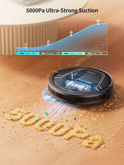 HONITURE Robotstofzuiger met dweilfunctie, 5000Pa ultrasterke zuignap, Lidar-navigatie, kaartweergave voor meerdere verdiepingen, 3-in-1 robotstofzuiger, APP/Alexa/WIFI, ideaal voor dierenharen, tapijten en harde vloeren •
