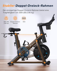MERACH Hometrainer, fiets met verstelbare weerstand, stille hometrainer fiets met verbeterde led-monitor, tablethouder, indoor fietsfiets voor cardiotraining thuis, eigen app, tot 136 kg