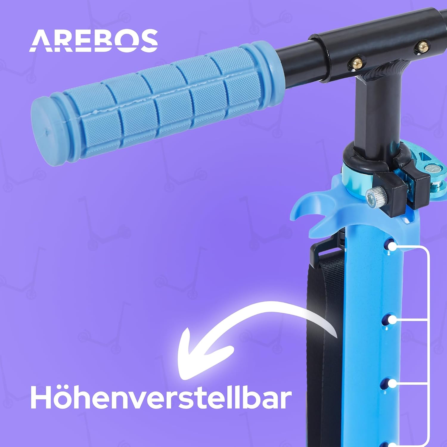 Arebos City Scooter, Hoogteverstelbaar | Opvouwbaar | Inclusief draagriem | XXL wielen | Kickrem | Voor kinderen en volwassenen | Draagvermogen tot 100 kg | Kickstep | Kickstep