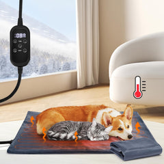 Verwarmingskussen voor katten en honden, elektrische deken voor huisdieren met instelbare tijd en temperatuur, waterdichte verwarmingsmat, 70x40cm - Nobleza