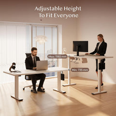 FlexiSpot Elektrisch Zit-Sta Bureau 200 x 80 cm, Wit, Hoogte verstelbaar, 3 geheugenstanden, anti-collision