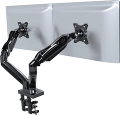 Invision Dubbele PC Monitor Arm Beugel voor 17-27" Schermen - Ergonomische Hoogte-Assistentie Full Motion Desktop Klem Mount Verstelbare Kantelen en Draaien VESA 75mm & 100mm Gewicht 2-6,5kg (MX300)