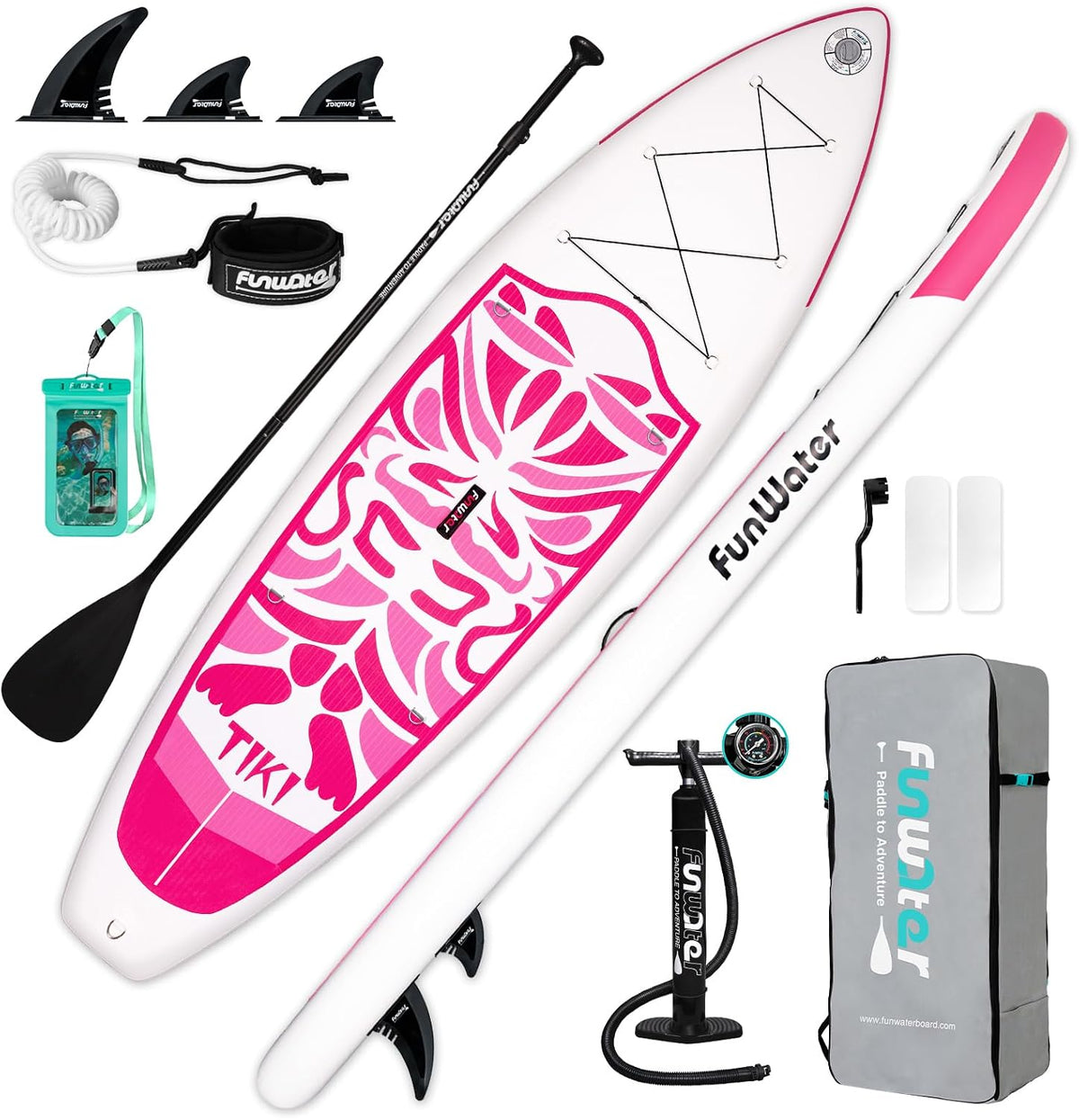 FunWater Opblaasbaar ultralicht stand-up paddleboard voor alle moeilijkheidsniveaus met premium SUP-paddleboard-accessoires, antislip comfortdek voor jongeren en volwassenen