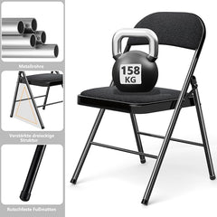 Klapstoelen - Vouwstoelen - Set van 6 - Eettafelstoelen - Zwart - SUGIFT