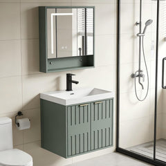 UEV Wastafel klein met onderkast voor gastentoilet hangend 49cm, groen, wastafel met kraan, badkamermeubelset voor badkamer