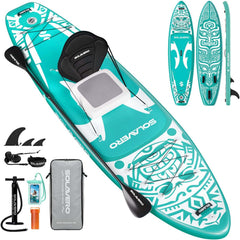 SOLAVERO 350cm, opblaasbaar stand-up paddleboard, met een draagvermogen 250kg, extra breed ontwerp van 89 cm, stabiel antislip dek, hoogwaardige