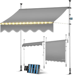 KESSER® Klemluifel - Balkonluifel zonder boren - 200cm - Verstelbaar - Grijs