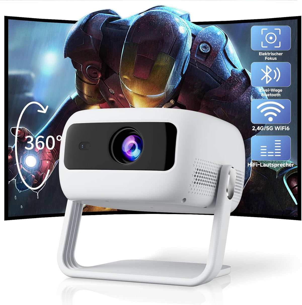 VISULAPEX S3Lite Beamer, 15000Lux 1080P Full HD ondersteunde WiFi Projector 50% zoom, draagbare Mini projector compatibel met iOS Android HDMI USB PS5 •