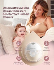 Momcozy M5Smart Borstpomp, elektrisch, handsfree app-bedienbaar, 1 verpakking, grijs | Draagbare borstpomp met babymond, dubbel afgedichte borstkap met 3 modi en 9 niveaus