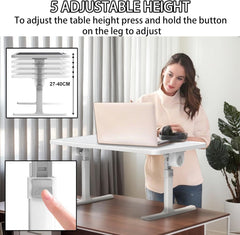 Laptoptafel - Bijzettafel - Verstelbaar - 60x40 cm - Wit/Zwart - ST