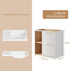 Wastafelkast - Wastafelmeubel - Wastafelonderkast - 50,5 cm - Wit - UEV •
