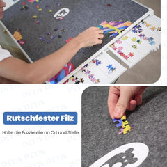 PITAPITA Puzzelplank, 1500 stukjes, draaibaar puzzelblad met laden en deksel, draagbare puzzeltafel voor volwassenen en kinderen, 88,6 x 68,6 cm, draagbare puzzeltafel, design