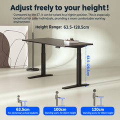FLEXISPOT E7H Computer Desk, Staand Bureau, Elektrisch, Traploze Hoogteverstelling, Draagvermogen 160 kg, Dubbele Stille Motor, Ergonomisch, Geheugenfunctie, USB-aansluiting, Kabelmanagement (Wit)