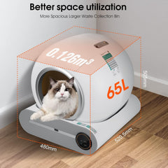 Automatische Kattenbak XXL - 65L - Zelfreinigende Kattenbak - Incl. App •