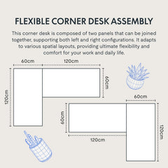 FLEXISPOT 180 x 120 cm, in hoogte verstelbaar bureau, elektrisch, met 4 geheugentoetsen, L-vormig hoekbureau met 3 poten, verstelbaar bureau (zwart)