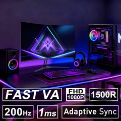 Gaming Monitor - Beeldscherm computer - 27 inch - Curved - 200Hz - FHD - Amzfast