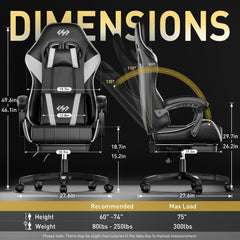 Ergonomische Bureaustoel -  Office Chair - Gamestoel - Volwassenen - Zwart/Wit - HLDIRECT