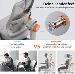 Ergonomische Bureaustoel -  Office Chair - Gamestoel - Volwassenen - Grijs - Newtral