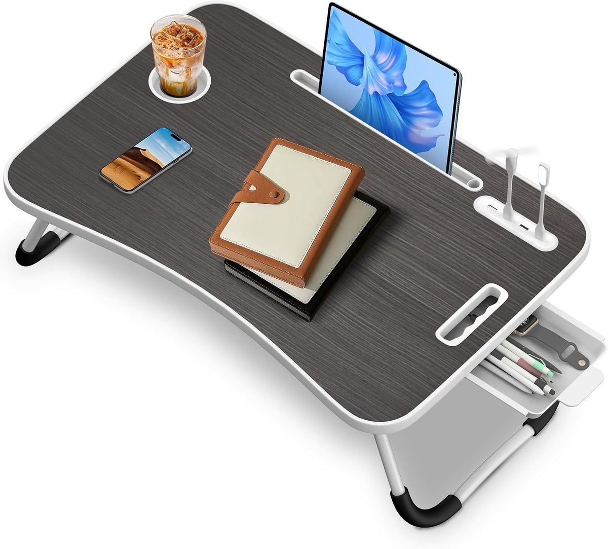 Bedtafel - Laptoptafel - Bank tafeltje - Ontbijttafeltje - 60x40x28 cm - Zwart - ST