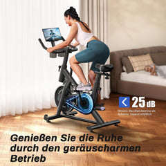 MERACH Hometrainer, fiets met verstelbare weerstand, stille hometrainer fiets met verbeterde led-monitor, tablethouder, indoor fietsfiets voor cardiotraining thuis, eigen app, tot 136 kg