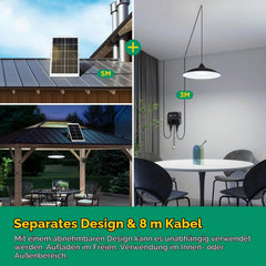 Aigostar Hanglamp op zonne-energie, 8 m kabel, voor buiten, hangend met afstandsbediening en trekkoord, 6000 mAh, grote batterijcapaciteit, IP65 waterdicht, zonnelamp voor binnen en buiten, tuin