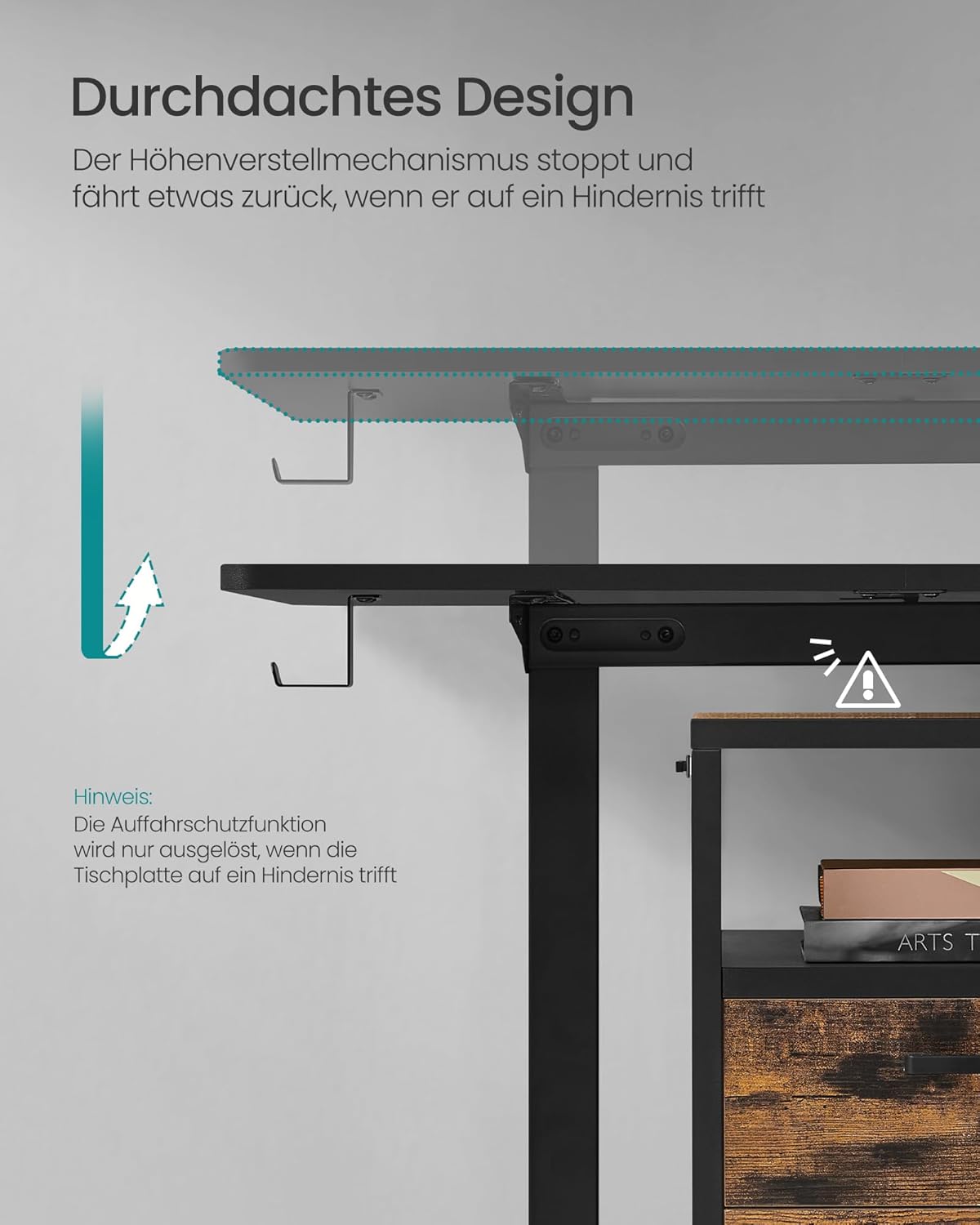 SONGMICS Elektrisch bureau - 140x60cm - Verstelbaar - Zwart