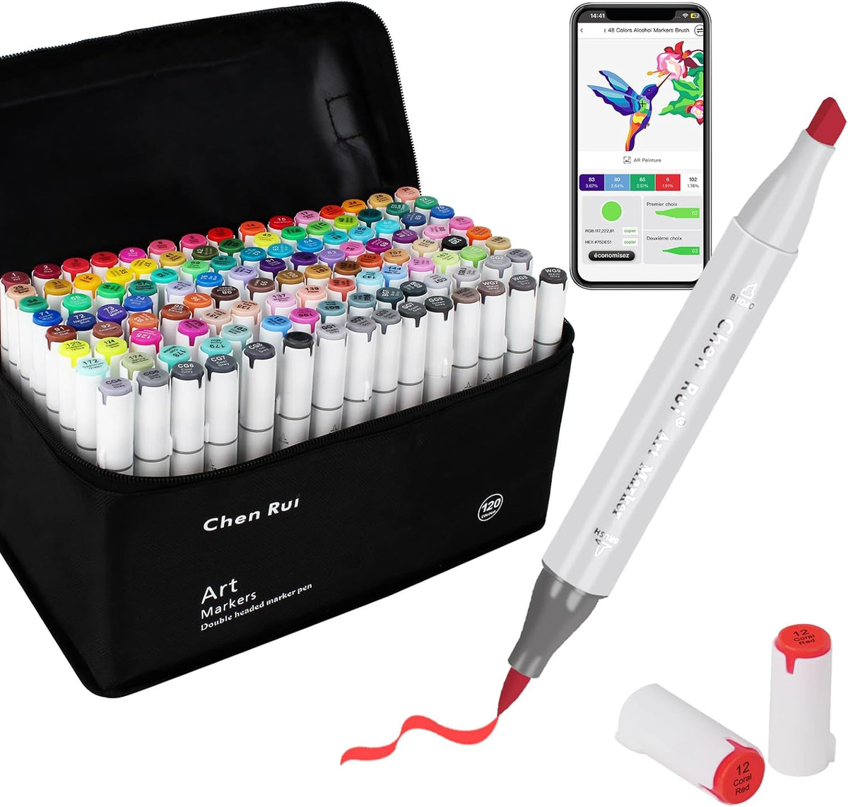 Alcohol markers - Twinmarkers - Markeerstiften - 120 kleuren - Chen Rui