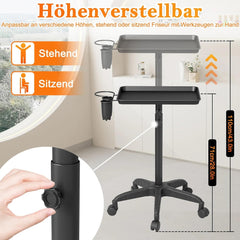 Kappers trolley op wieltjes - Kappers werkwagen - Zwart - TATIVALO