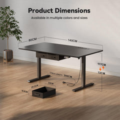 Zit sta bureau - Elektrisch - Verstelbaar - 140x80cm - Zwart - HLDIRECT
