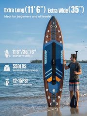 SOLAVERO Opblaasbaar stand-up paddleboard van 3,5 meter met zitje en accessoireset, 2-in-1 SUP, 250 kg, antislip EVA-dek, 14 D-ringen, camerabevestiging, geschikt voor alle niveaus voor meren en zee, visboard •