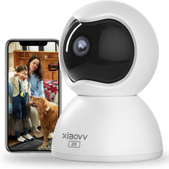 Xiaovv 2K Bewakingscamera voor binnen - Huisdiercamera - Nachtzicht - Bewegingsdetectie - Wit