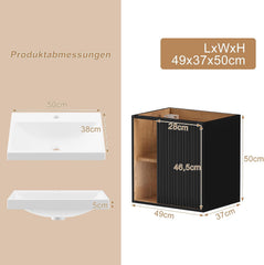 Wastafelkast - Wastafelmeubel - Wastafelonderkast - 50,5 cm - Zwart - UEV