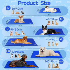 Koelmat Hond & Kat - 120x80 cm - XXL - Blauw - Nobleza