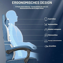 Ergonomische Bureaustoel - Office Chair - Gamestoel - Volwassenen - Blauw - Ferghana