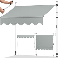 Klemluifel - Balkon luifel - Verticale luifel - 350 cm - Lichtgrijs - Tillvex®