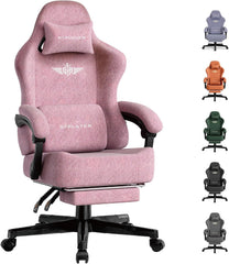 GTPLAYER Gamingstoel, ademende bureaustoel, ergonomisch, hoogwaardige stof, ergonomische pc-stoel, 160° verstelbare rugleuning en uittrekbare voetensteun, draagkracht 180 kg, roze