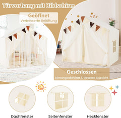 COSTWAY Speelhuis voor kinderen, indoor, kindertent met mat en verlichting, speeltent voor kinderen, prinsessenspeelhuis, kinderkamerdecoratie, tent voor jongens en meisjes vanaf 3 jaar