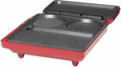 Trebs 99362 - Multifunctionele Tafel Grill - Contactgrill met Antiaanbaklaag - Rood