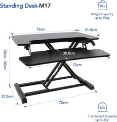 Monitor verhoger - Laptop verhoger - Bureau verhoger - 72x42 cm - Zwart - M17B - FLEXISPOT