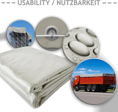 Jago® Afdekzeil, 650 g/m², 5 x 7 m, waterdicht en scheurvast, met oogjes, kleurkeuze, pvc-beschermzeil, vrachtwagen, zeil, geweven zeil,