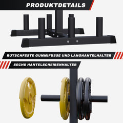 GORILLA SPORTS® Halterstandaard, voor 50 mm Olympia halterschijven en stangen, tot 300 kg belastbaar, staal - halterschijfstandaard, schijfopname, halterboom, gewichtsstandaard, rek, fitness