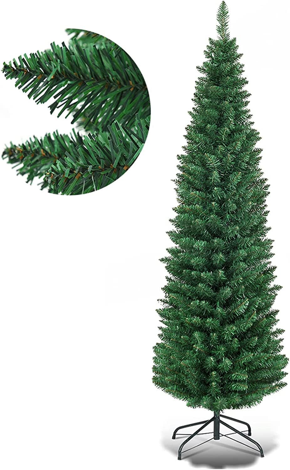 COSTWAY Kerstboom met potlood, 180 cm, kunstkerstboom met metalen standaard, pvc-naalden, kunstboom, ideaal voor thuis, kantoor, winkels en hotels, groen (180 cm)