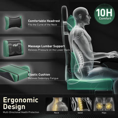 Ergonomische Bureaustoel -  Office Chair - Gamestoel - Volwassenen - Zwart/Groen - HLDIRECT