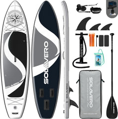 SOLAVERO 350cm opblaasbaar stand-up paddleboard met hoogwaardige SUP-accessoires - Extra breed en stabiel ontwerp met antislip EVA-dek, SUP-board voor volwassenen en tieners van alle leeftijden