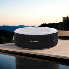 Arebos Thermoafdekking voor whirlpools | grijs | whirlpoolaccessoires voor zwembaden | opblaasbare afdekking | Ø 167 cm