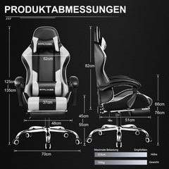 Ergonomische Bureaustoel -  Office Chair - Gamestoel - Volwassenen - Wit - GTPLAYER
