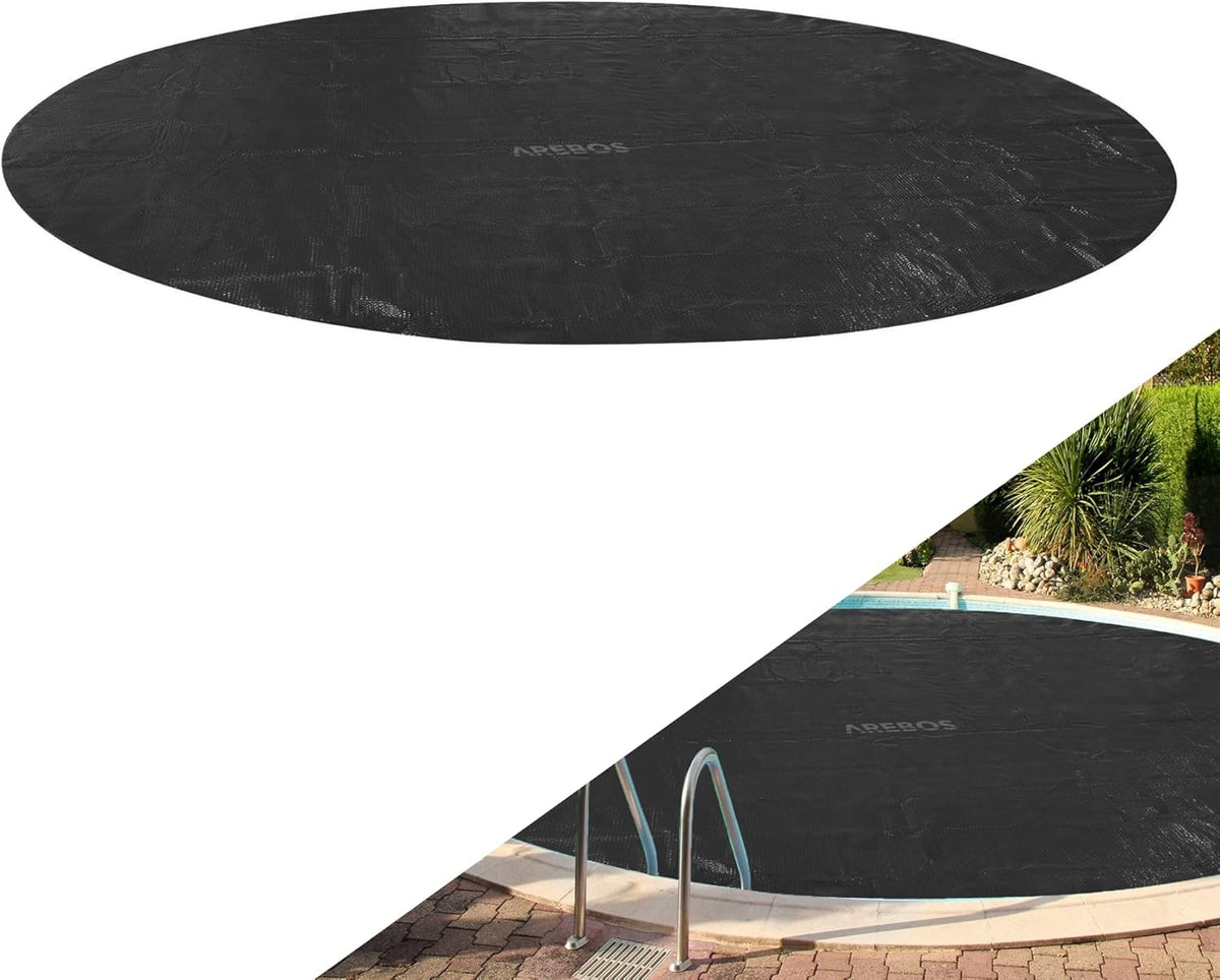 Zwembad Afdekzeil - Rond - Solarzeil - 366 cm - Zwart - Arebos