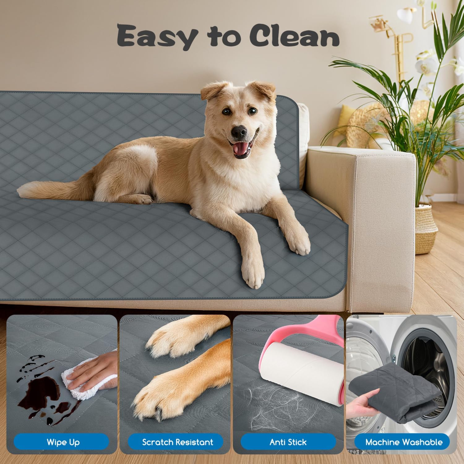 Hondendeken auto achterbank - hondenmat - 208x132 cm - Grijs - Nobleza