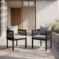 Ya-Home Tuinstoelen set van 2, met rugkussens & zitkussen weerbestendig grijs