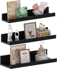 EXYGLO 40 cm lang wandrek, rustiek zwevend rek, fotolijst voor woonkamer, keuken, kinderkamer of slaapkamer, 3 stuks, met verschillende maten